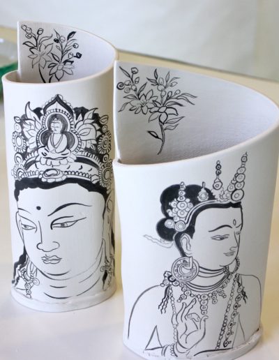 Porcelain Vases with Buddhas